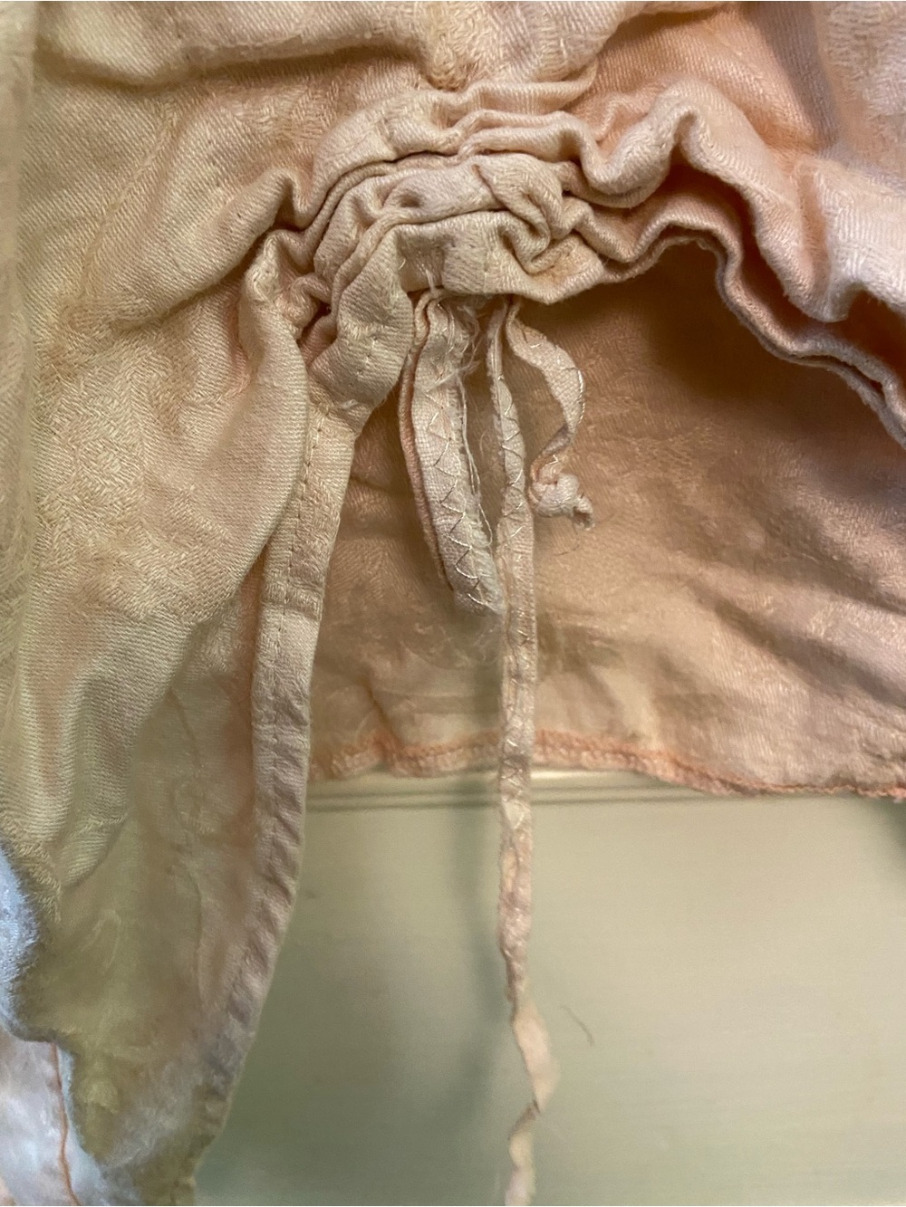 Women’s Sleeveless Drawstring dress- Light Peach - Picture 2 of 5